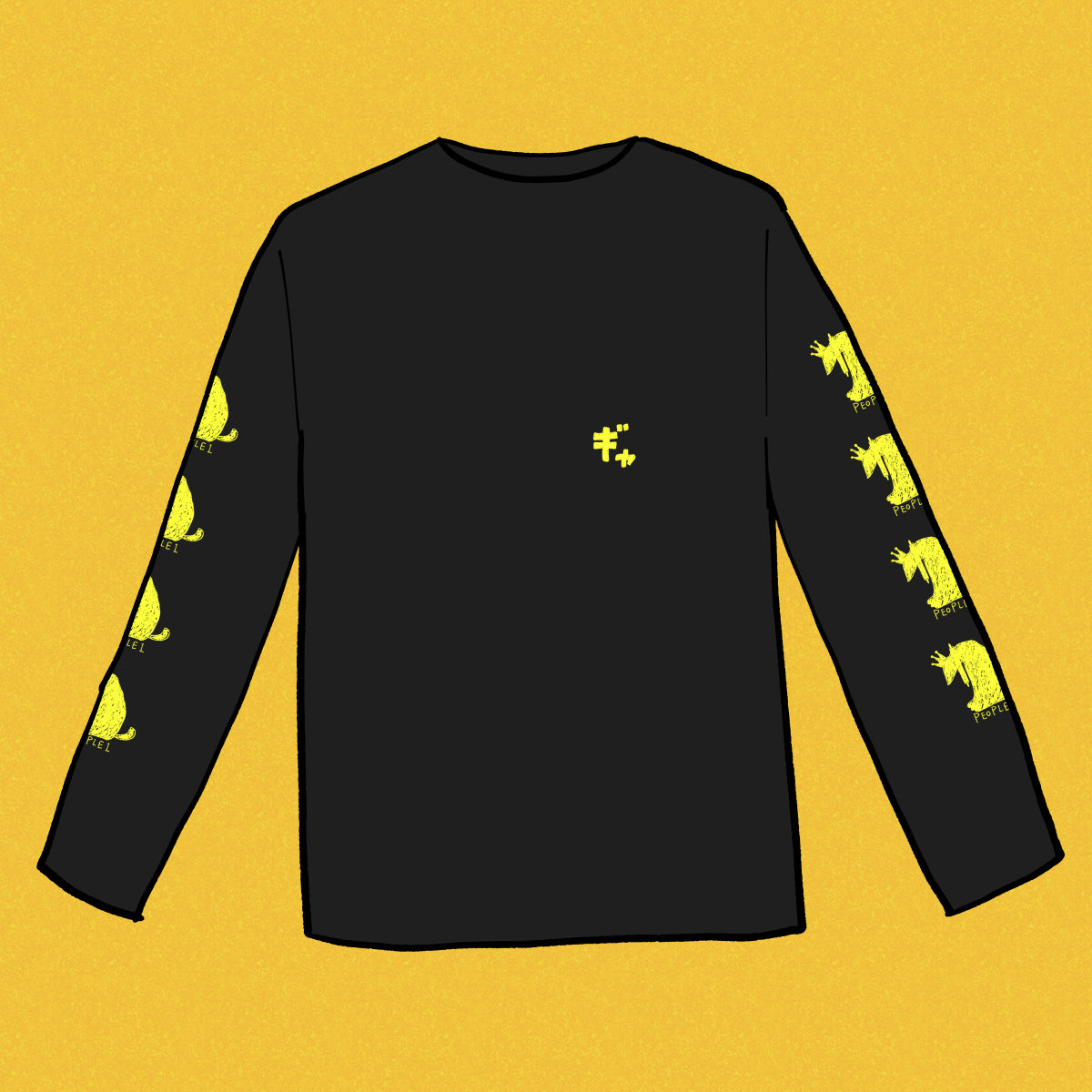 ③ギャNG AGE LONG SLEEVE T-SHIRT 胸部に「ギャ」のワンポイント、腕