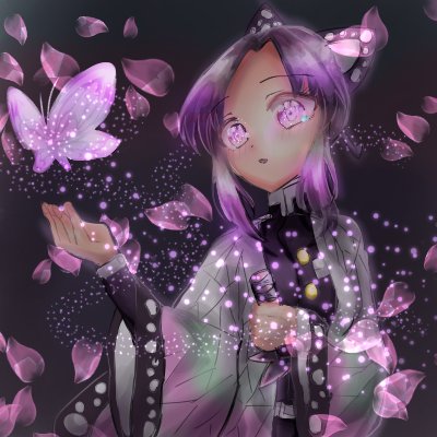 めゐさんがTwitterに投稿した胡蝶しのぶ(鬼滅の刃)のイラスト。