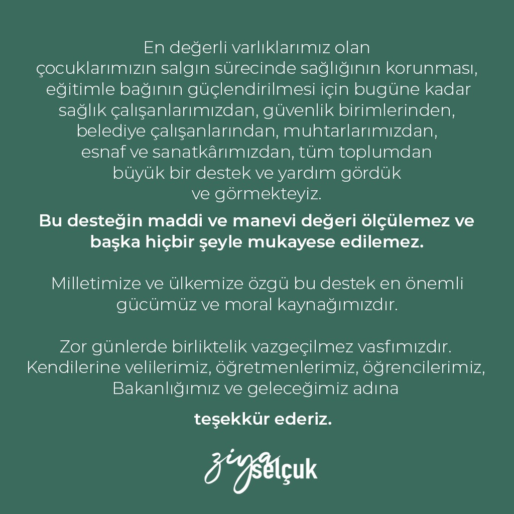 Teşekkürlerimle...