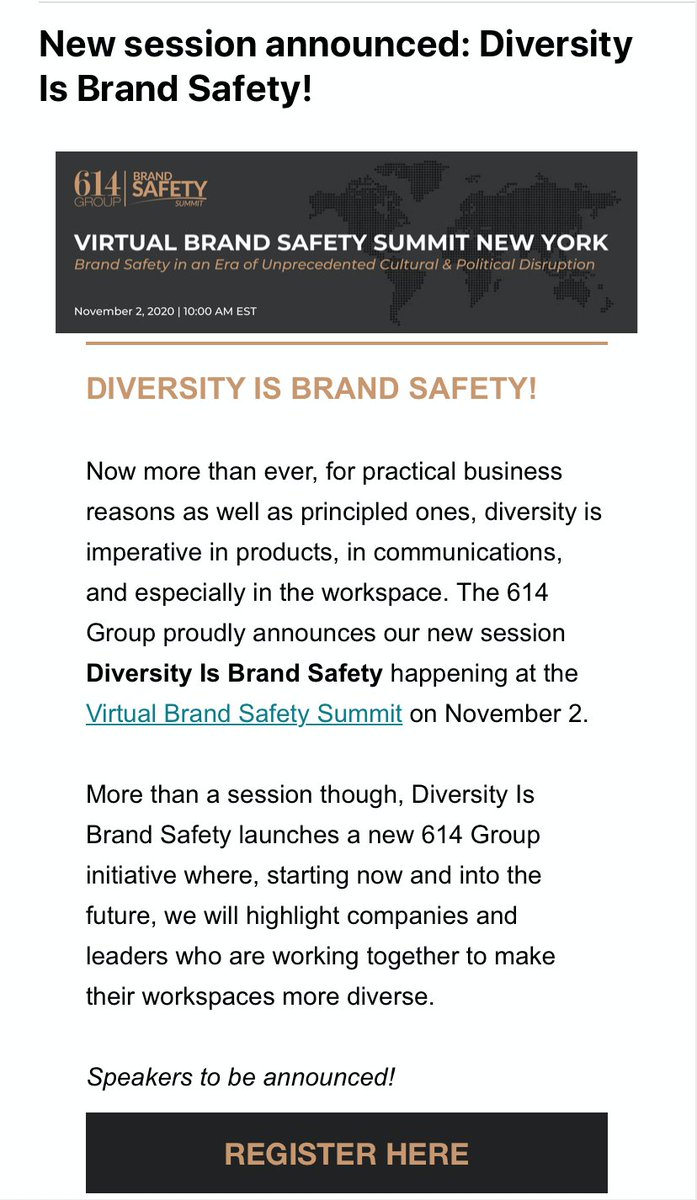 Ugh I want a day off from this bullshit. Using 'diversity' to sell tickets to an event. Out of 27 speakers, 24 are white, 20 are men. You *cannot* profit from diversity when you don't live and breathe it. This is why diversity conversations in our industry are a joke  @614group