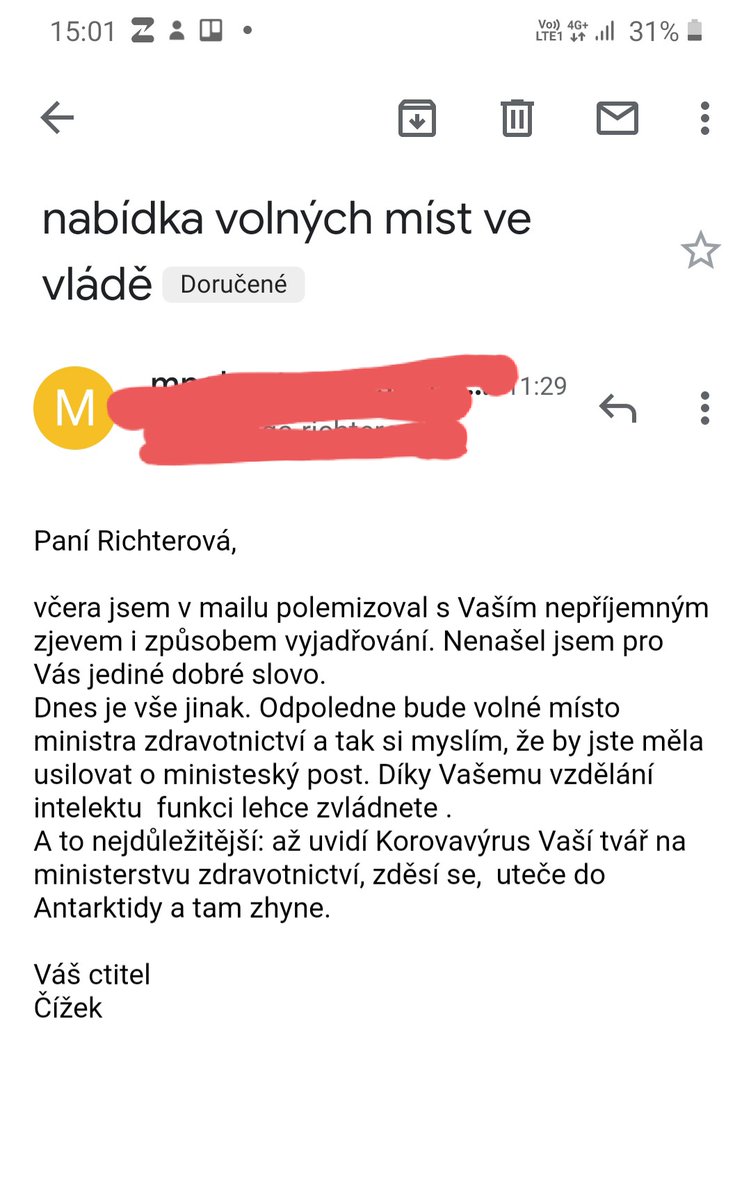 Ze včerejší pošty.
Občas hejt fakt pobaví.
Mám pánovi popřát pěknou procházku, nebo výlet do Antarktidy za Koronavýrem ;-)?
#mailbox #poklady #politika https://t.co/SysxKaroAg