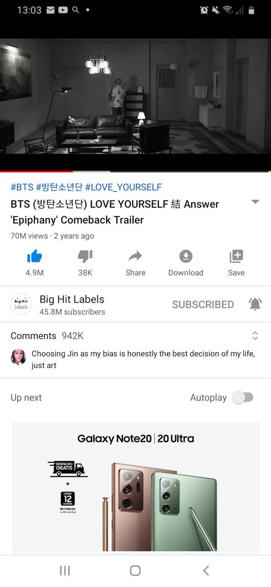 birdsae4's tweet photo. Sigan haciendo stream a Epiphany!!! Hay que subir al menos 4M‼
#EpiphanyProject100M #JIN #BTS https://t.co/Q10kKoA9GB