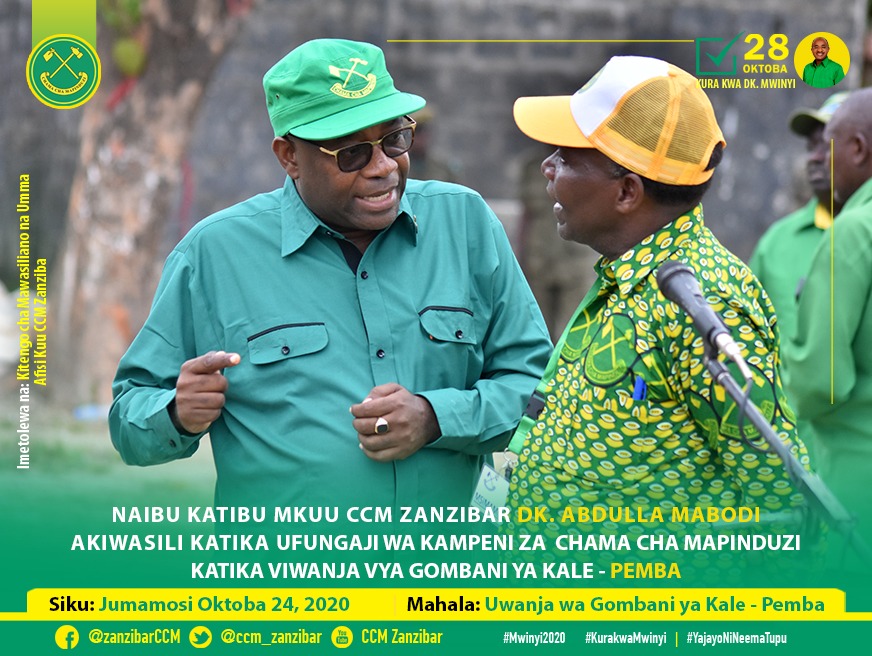 ccm_zanzibar's tweet photo. Naibu Katibu Mkuu wa CCM Zanzibar Dk Abdulla Juma Sadaalla akizungumza katika Mkutano wa kufunga Kampeni za Chama Cha Mapinduzi katika uwanja wa Gombani ya Kale, Pemba. 

#Mwinyi2020✅
#KuraKwaMwinyi
#YajayoNiNeemaTupu https://t.co/wM4et62GxB