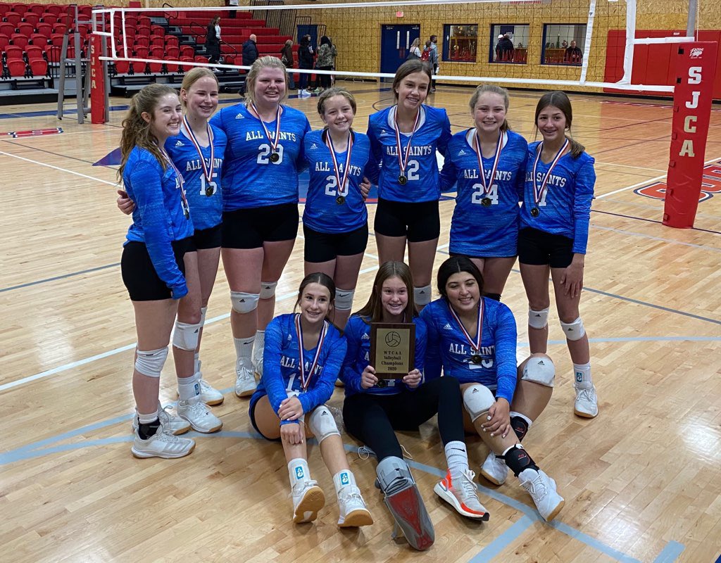 goallsaintspats's tweet photo. Congrats to the All Saints 8th Grade Volleyball Team on winning the WTCAA championship over San Jacinto in Amarillo. @AllSaintsPride @pchristy11 @Alexis_Cubit https://t.co/8yFVtR4Nec