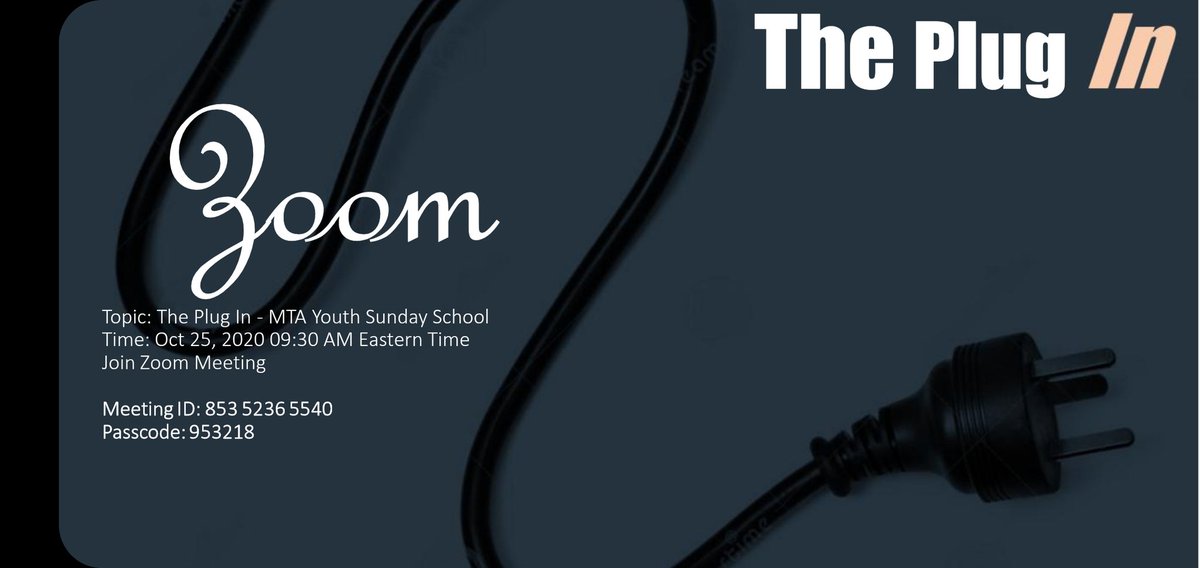 Join the Mt. Airy Youth Sunday School Department as we present "The Plug In" a conversation with your peers. 

Celebrating Breast Cancer Awareness Month, we're excited to have as our special guest Madison Conner.

Please see the Zoom information on the attached flyer.