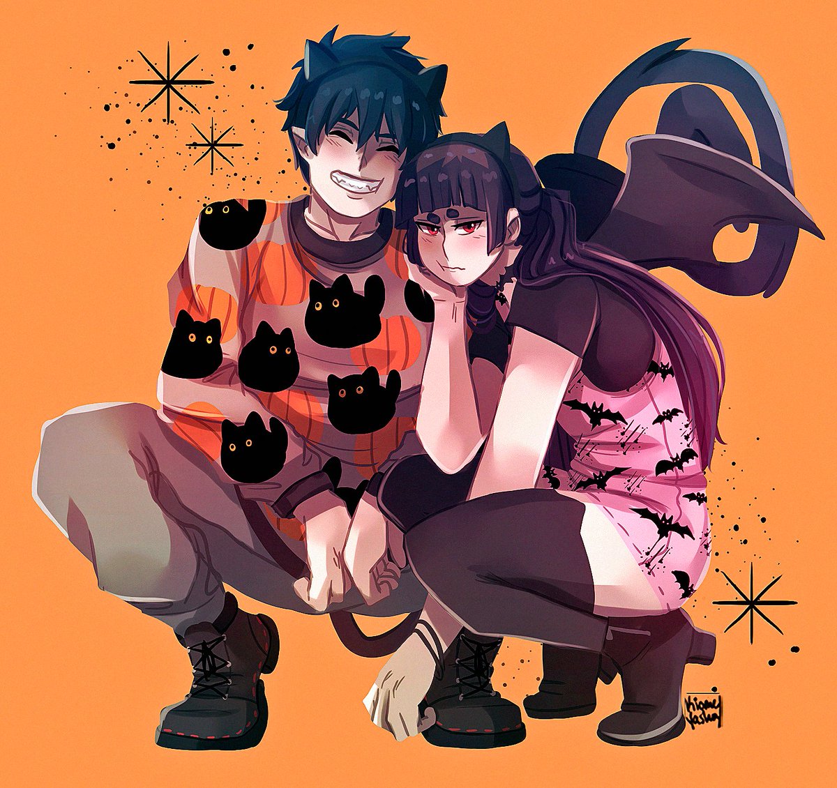 Kiome Yasha Hold Rt To Hold Hands Saw Some Cute Halloween Outfits And Had To Put Rin And Izumo In It Aonoexorcist 青の祓魔師 Rinokumura Izumokamiki 神木出雲 奥村燐 T Co 8cbjsnvchm