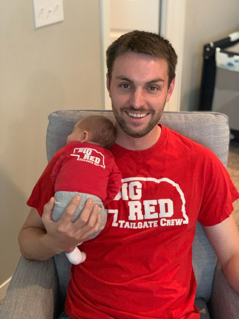 BigRedTC's tweet photo. 11 Days old and cheering on the Huskers! Missing tailgating this year! #Huskers #Big10 #huskerfbnation https://t.co/7U9fYrVaDx