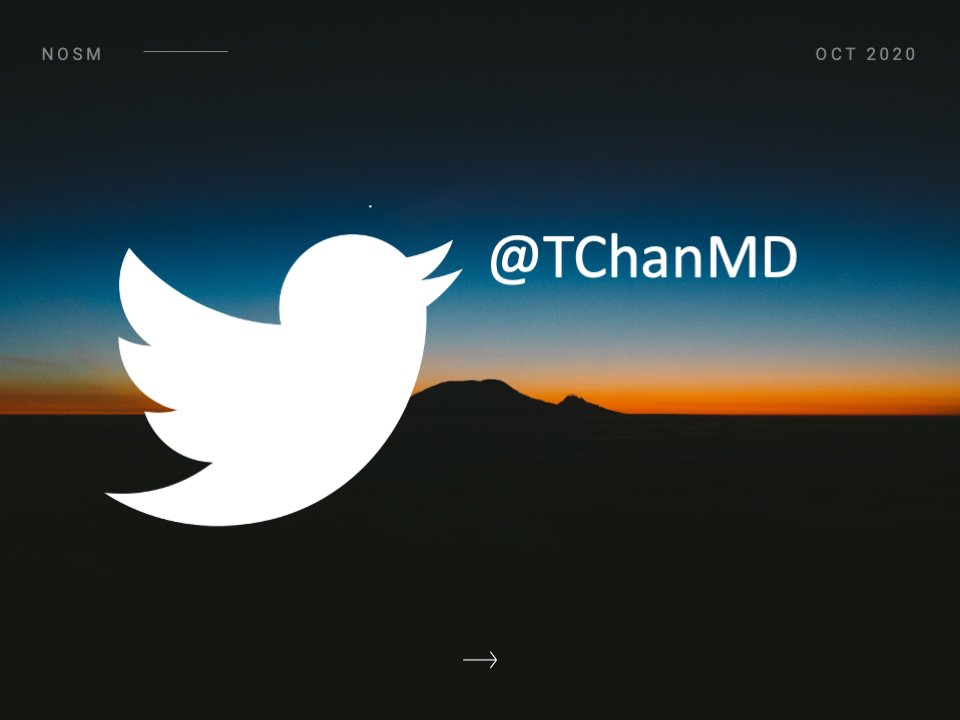 As many of you know, I am here on Twitter. So I started my talk by inviting the  @TheNOSM crew to engage with me online to talk more after my talk. The convo doesn't have to stop when I log off of WebEx... @Twitter is the ultimate  #DigitalCorridor for those in  #MedEd &  #MedTwitter.