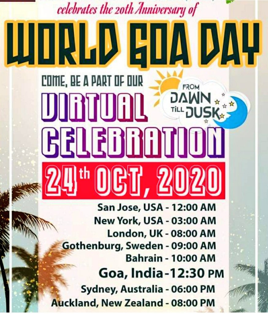 NSawaikar's tweet photo. My heartiest greetings to all the #Goenkars across the globe on the occasion of
#WorldGoaDay. Let's protect, preserve and permeate the peace and harmony!
Stay Well Be safe! @NRICommission https://t.co/4eKPsRjfY9