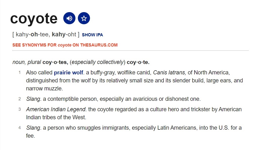 DiscoBallMan1's tweet photo. In an effort to help folks not sound like morons.. here is the #definition of #Coyote #COYOTEGATE #CoyotesRreal You all need to learn how to use #Google Check out #4.... https://t.co/GwYDAZJH8U