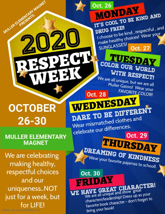 ASimpson_SC's tweet photo. Gearing up @MullerMagnet for Respect Week! Check out our message for each day!! #respectfulchoices #drugfree #healthy #kind #unique #livingthe7habits #lead https://t.co/E4yyEjnyNN