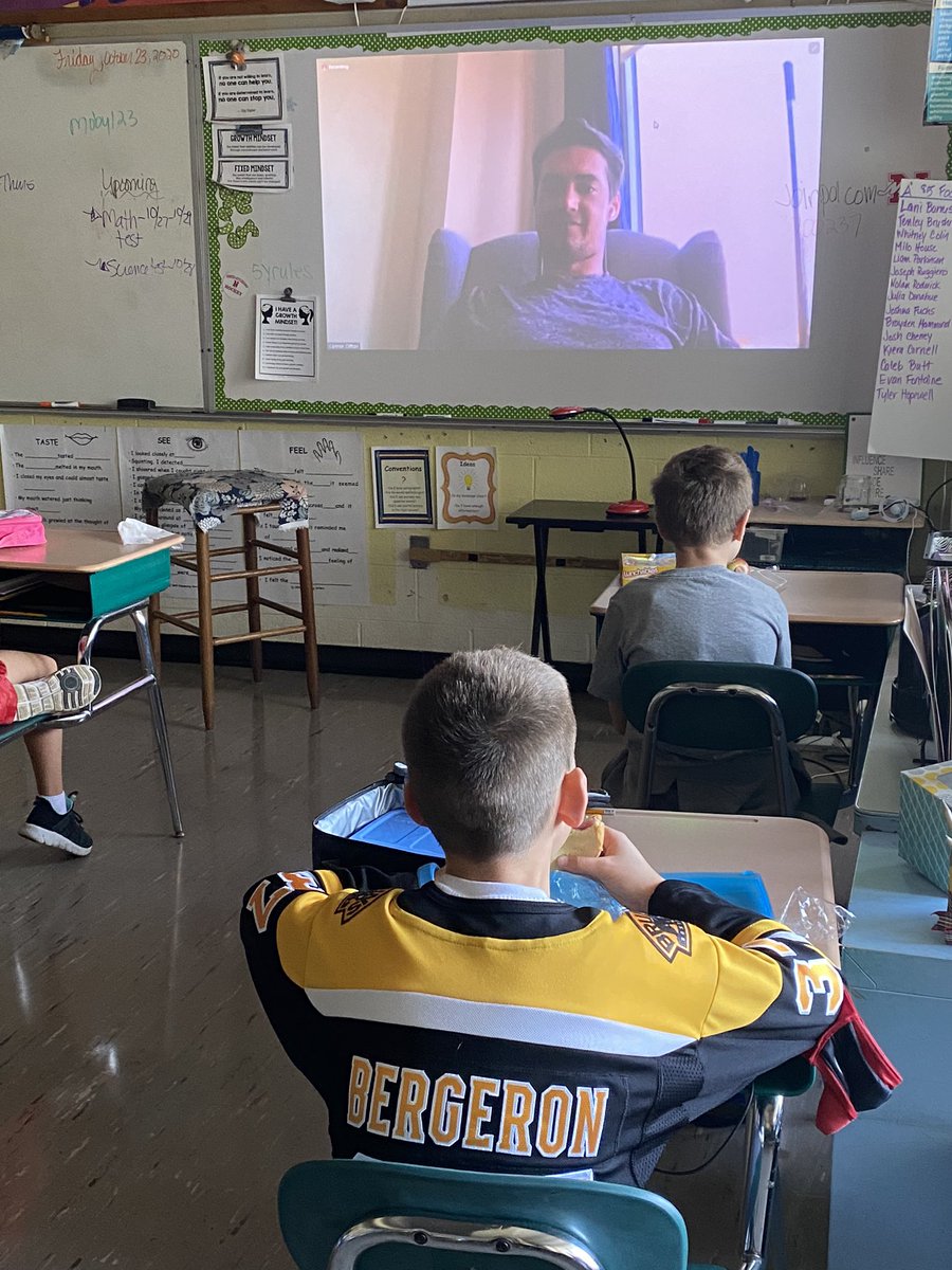 5Yclassykids's tweet photo. Thank you Connor Clifton for taking the time to talk to our kids... they enjoyed hearing about how your dream came true! @FutureGoalsSTEM @NHLBruins @AwesomeAmvet https://t.co/966MZlVPox