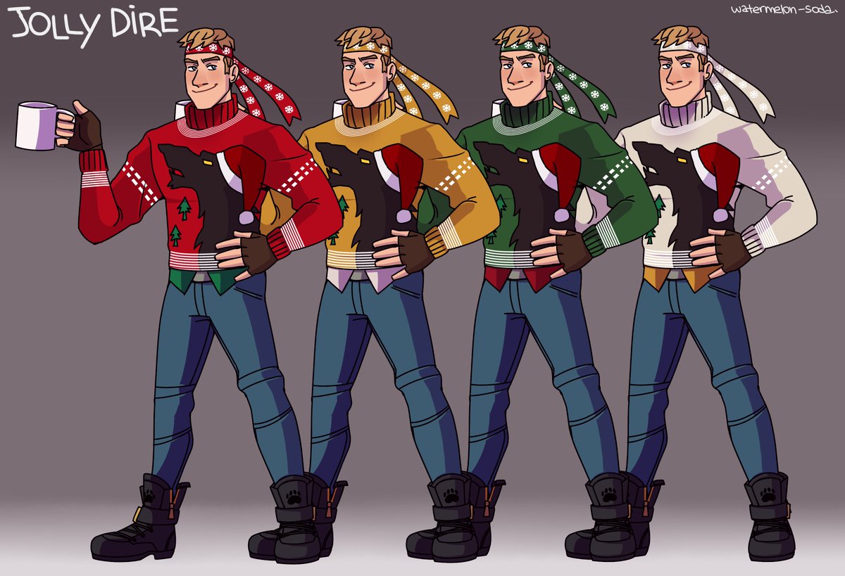 watermelon_s0da's tweet photo. [Skin Concept]: JOLLY DIRE! 🐺🎄🍬

We didn't get a remixed Dire this Fortnitemares so what if he was turned into a winter/Christmas remix skin instead? ❄️🎅❣️

#Fortnite #FortniteArt https://t.co/93rYhhFHtC