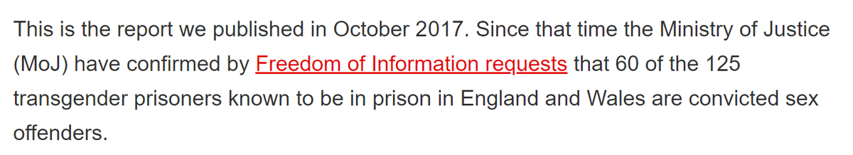 This case was so shocking it caused an uproar. After some fact checking  @fairplaywomen (later confirmed by the MoJ) found that a statistically higher number of transgender prisoner were sex offenders. 7/ https://fairplayforwomen.com/transgender-prisoners/