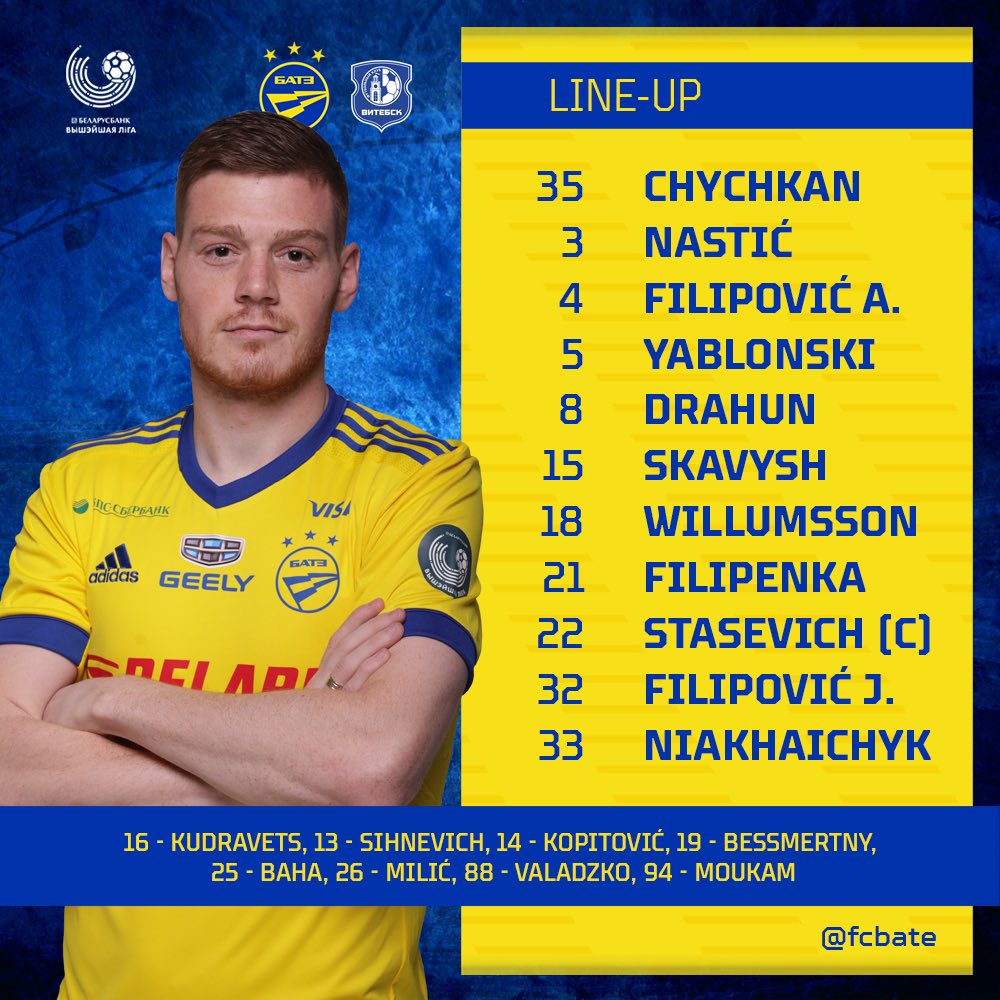 FCBATE's tweet photo. Line-up #BATEVIT ⚡️ https://t.co/t5P3HTrbH6