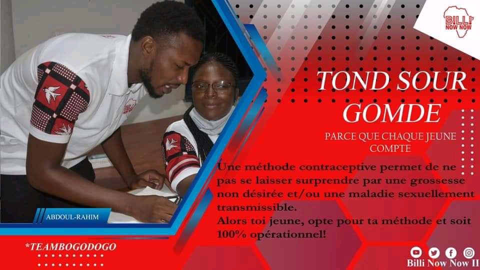 sawadogoFidele6's tweet photo. #TondSourGomde
Parce que chaque jeune compte! pour ton bien-être, tu peux bénéficier de ces services suivants gratuitement :
✨Consultation
✨IST/VIH-SIDA
✨Soins Après Avortement
#BNNII #BilliNowNowII
#SNPFBF
#Contraception4youth
#Jedecide
@Peptad @Monica_Kerrigan @Arocube13 https://t.co/4MfLpZ9Plz