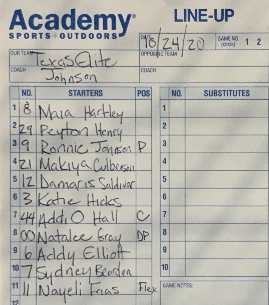 TEBSoftball's tweet photo. Good morning!
Game day!! 
38 degrees!!
8:00 AM VS Epic Fastpitch Webb
Lineup! https://t.co/QuNeyzvuC8