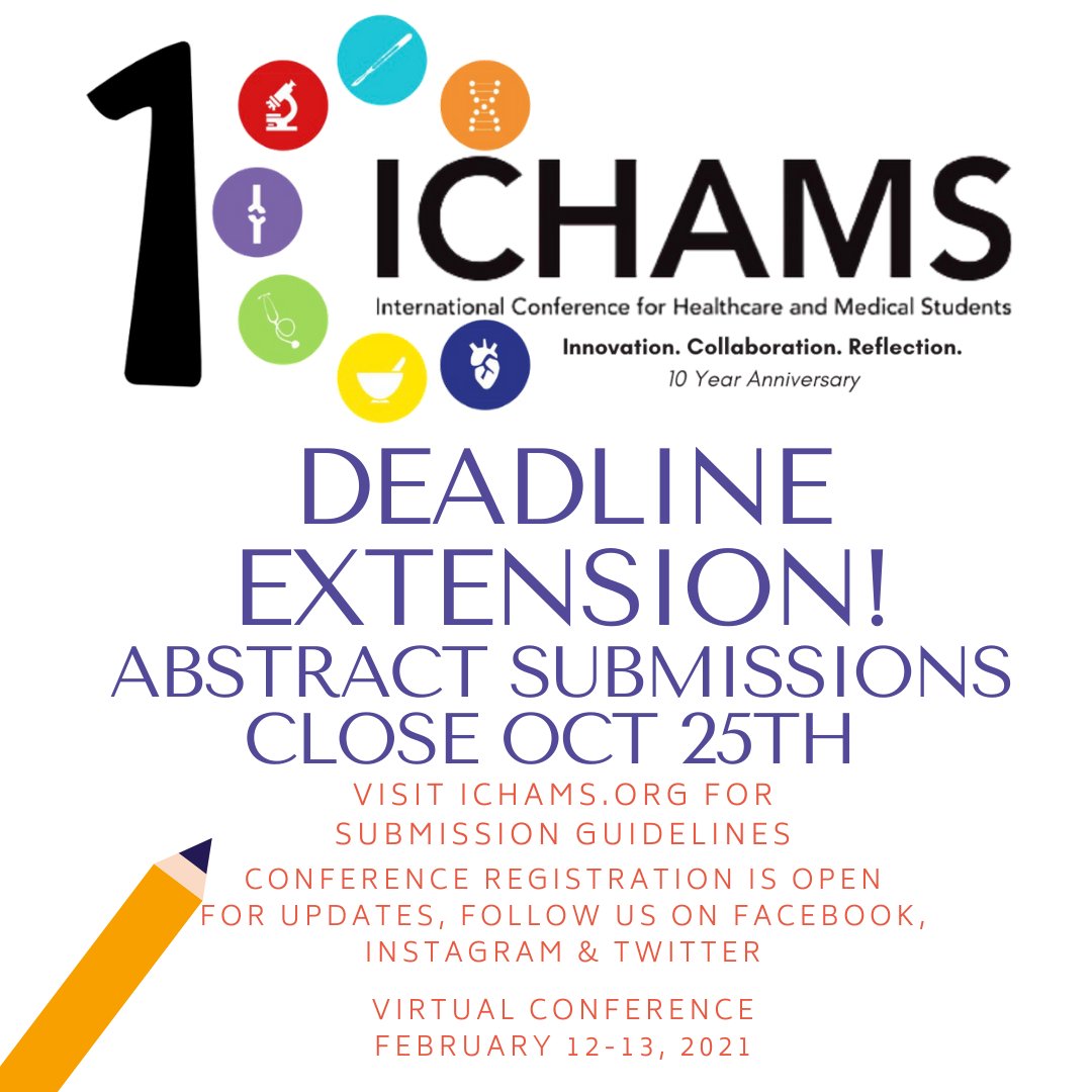 ICAOMS's tweet photo. 10th International Conference for Healthcare & Medical Students
💻 ONLINE
🗓️ February 12 - 13, 2021
💰Active Participants €22
💰Passive Participants €11
⏳Abstract Submission deadline? 25th October, 2020 11:59PM
🌐🔗https://t.co/nmPjZr5THe
#ICHAMS Ambassador? Mashkur Isa https://t.co/LsgOikAX8a
