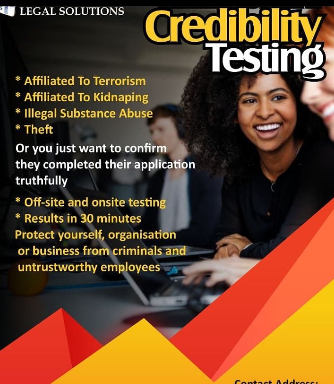 EyedetectN's tweet photo. @gtbank @gtbank_careers Protect your business and home and conduct pre-employment credibility test. #credilitybeginswithme
#Eyedetect
#EndSARS https://t.co/WajIzVxOzB