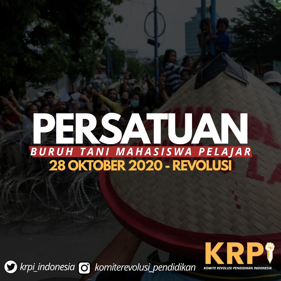 krpi_indonesia's tweet photo. PERSATUAN!!!!! BURUHH TANI MAHASISWA PELAJAR!!!! #KitaBelumMenang #MosiTidakPercaya #TolakJudicialReview #CabutOmnibusLaw #JudicialReviewBukanJalanKeluar https://t.co/mGV2QRDdNe