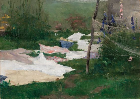 Taehyung as Helene Schjerfbeck paintings Clothes Drying, 1883