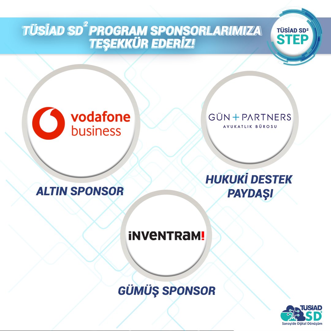 TUSIADSD2's tweet photo. 📍TÜSİAD Sanayide Dijital Dönüşüm Programı sponsorlarımıza teşekkür ederiz.
STEP heyecanı 27 Ekim’de dijitalde!
Kayıt olmak ve izlemek için: https://t.co/XImpH5KptE 

#tüsiad #tüsiadsd2step #sanayidedijitaldönüşüm #dijitaldönüşüm #tüsiadsd2  #step2020 https://t.co/HDTlgv48WQ