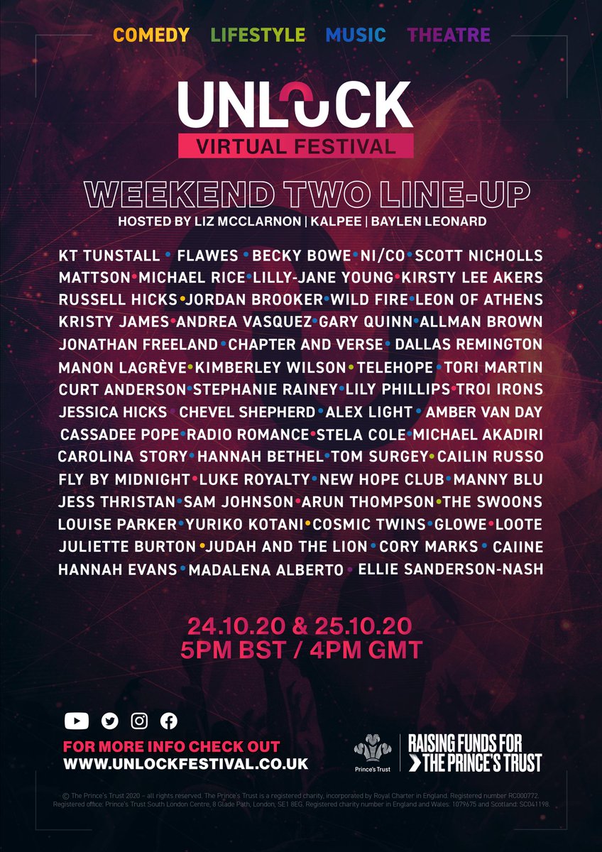So excited to be a part of NBCInternational’s 'Unlock Virtual Festival' this weekend!

Music starts-
11:30 AM CT 10/24
12:20 PM 10/25

Watch below👇🏻

m.youtube.com/channel/UCXuPZ…

Donate here: justgiving.com/fundraising/Un…