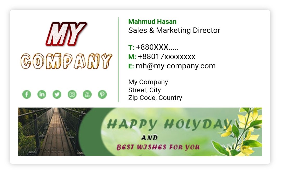 Mahmud_A_EEEian's tweet photo. This is an image of an email signature using HTML and CSS designed by me. If you need any kind of design of email signature, you may knock me
My gig link: https://t.co/wL1pB457TN

#fiverrseller #fiverrgig #bootstrap #responsivewebdesign #css #htmlcss #html #webdesign #webdesigner https://t.co/jEf4AYHPGP