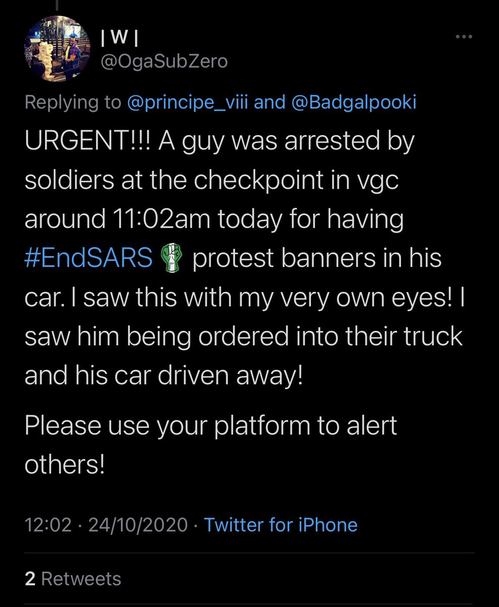 principe_viii's tweet photo. PLEASE LET’S CREATE AWARENESS FOR THIS! THE NIGERIAN ARMY HAS NOW ALLEGEDLY ASSUMED THE ROLE OF SARS! #EndSARS https://t.co/ERoMvbStWh