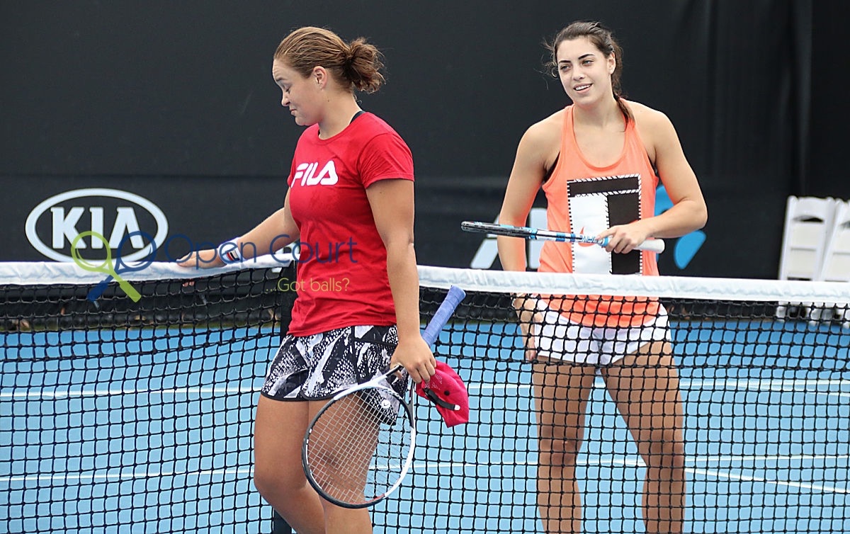 By the 2017 Australian Open, (here with Barty), she'd just reached the Auckland final and was No. 36.