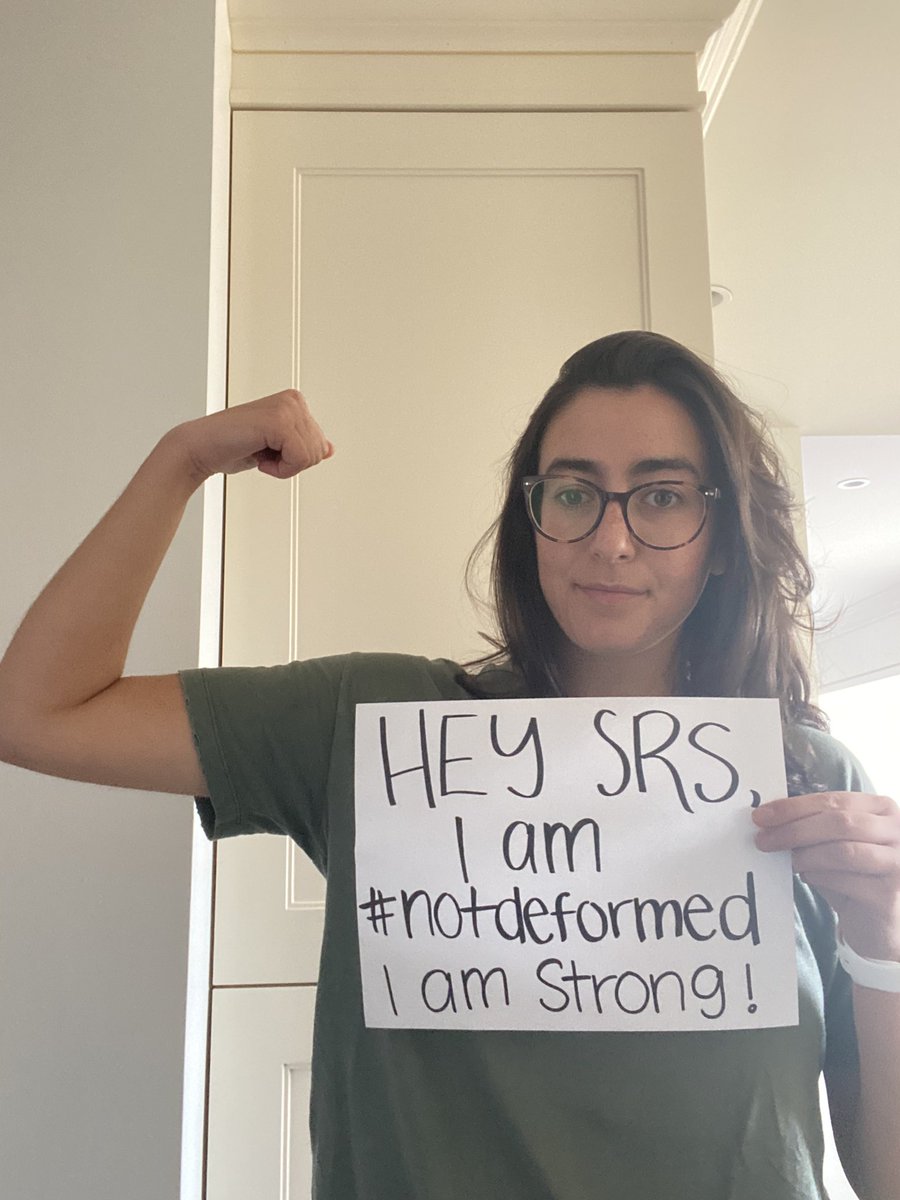 gnewms19's tweet photo. The @SRS_org describes scoliosis as a deformity across their social media platforms. This outdated term is harmful and can further the negative effects of scoliosis on body image and self-esteem. Scoliosis is not a deformity, it’s a condition. 
It’s time to change your language https://t.co/oMhhIZzjZP