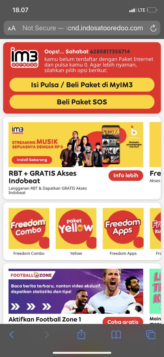 Mantap banget sekarang dibilang ga ada paket ga ada kuota. Udah dua hari juga ga nyambung. <a href="/IndosatCare/">Indosat Care</a> ga mau kepikiran mau seesain masalah ini selain hilang dengan alasan ada gangguan di area saya?