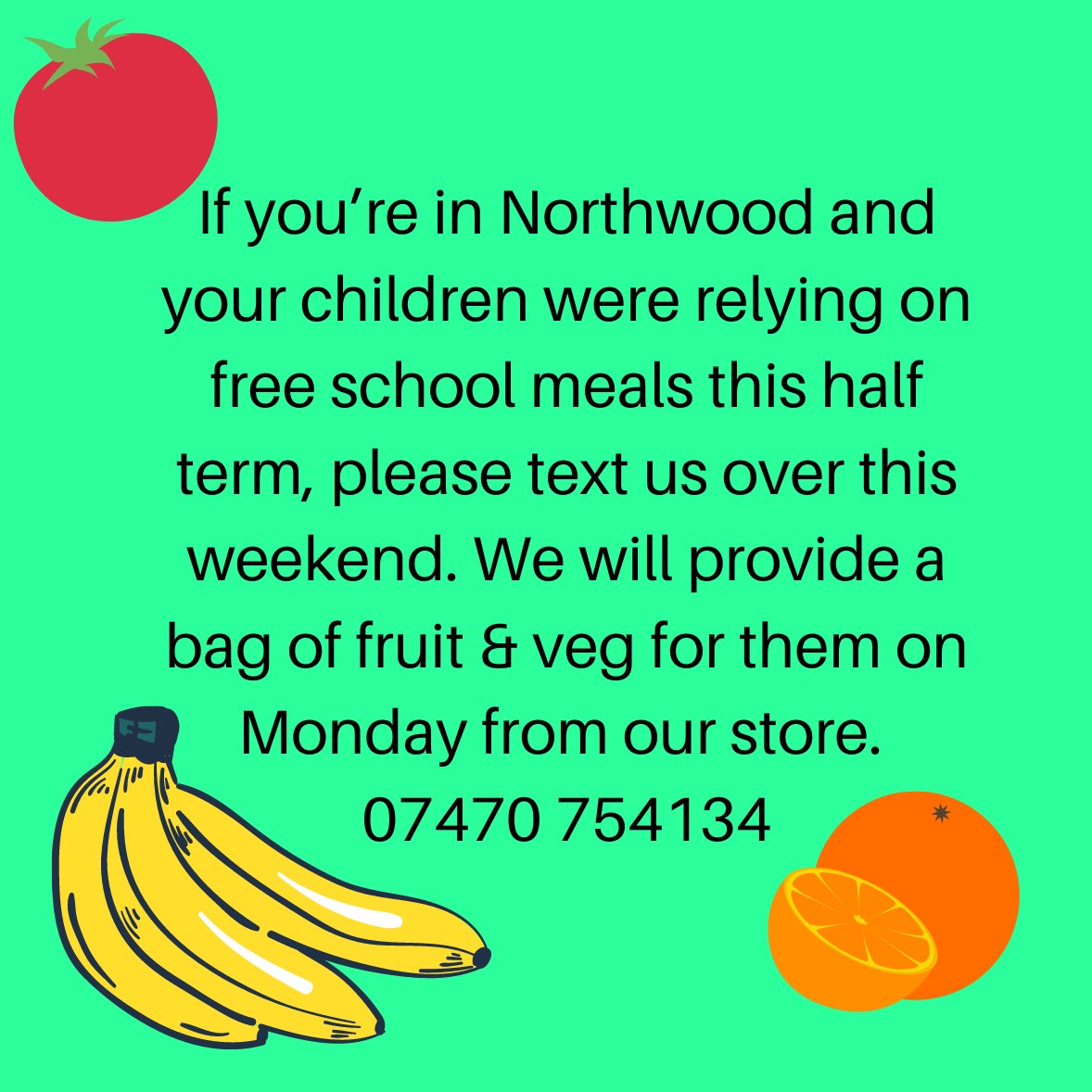 MonicaBhand's tweet photo. No child should go hungry this half term. We are offering this from our store Fruity Fresh Northwood. #ENDCHILDFOODPOVERTY #MarcusRashford https://t.co/Fa5hHSTUQy