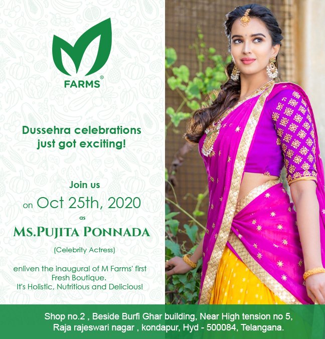 M_Farmss's tweet photo. Are you as excited as we are?
The D day is around the corner and we would love to have your presence for the inaugural program.
@pujita_ponnada is going to be there. Are you?
More Info:
Visit: https://t.co/0iMcdIYeNP
Location: https://t.co/twvPoU3nP7?
#mfarms https://t.co/C5g1Fwk2j7