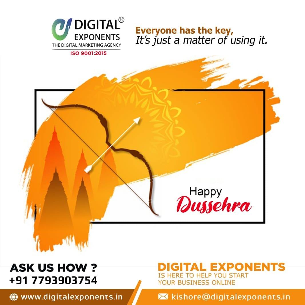 DExponents's tweet photo. This Dussehra, may the shackles of evil burn, may you and your family be blessed with good health and fortune.
Wishing you all a #Happy_Dussehra from our team #Digital_Exponents.

#dussehra2020 #dussehra #festival #joy #RavanDahan #happiness https://t.co/1l4yQw1LEh