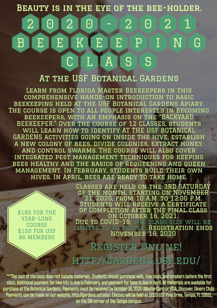 Registration has opened for our beekeeping class! Check it out on our website!