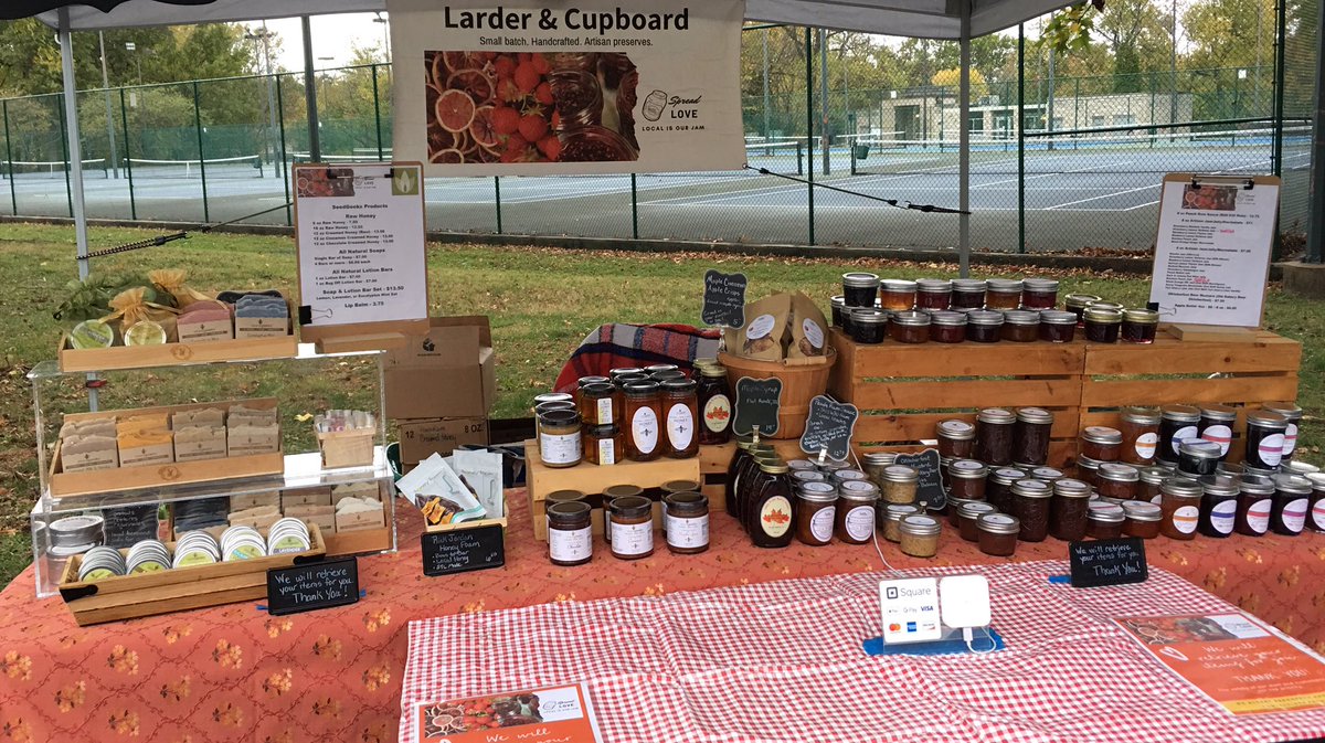 Larder_Cupboard's tweet photo. Good morning, #STL! Come out to @tgfarmersmarket - you can find us by the tennis courts with #ArtisanJam, #BeerMustard, #AppleButter, Rick Jordan #HoneyFoam, & @SeedGeeks #honey, #soaps, lotion bars, and lip balm. https://t.co/22fzKJBewI