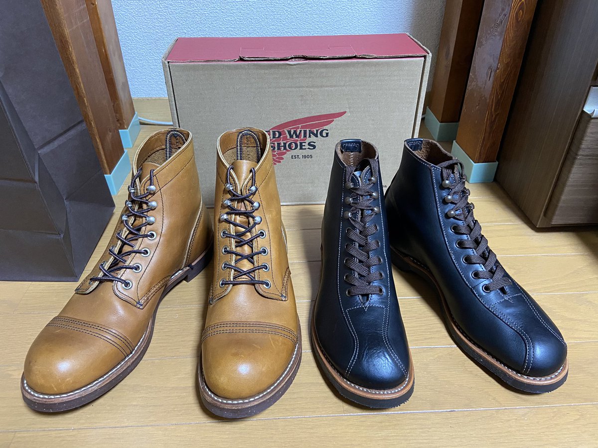 toshi8211_tw's tweet photo. 2足手放して2足買ってしまうという病気w
やっと満足いく状態のマイサイズと出会えました♪
#レッドウィング #redwing #8112 #IronRange #8825 #outingboot https://t.co/7N0HfaQLnh