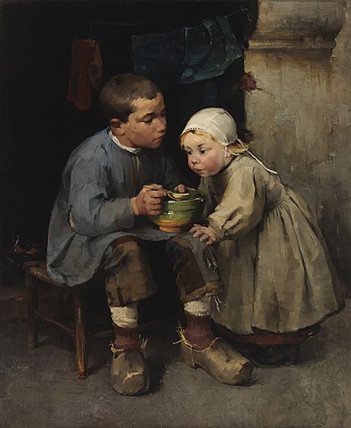 A Boy Feeding His Little Sister, 1881