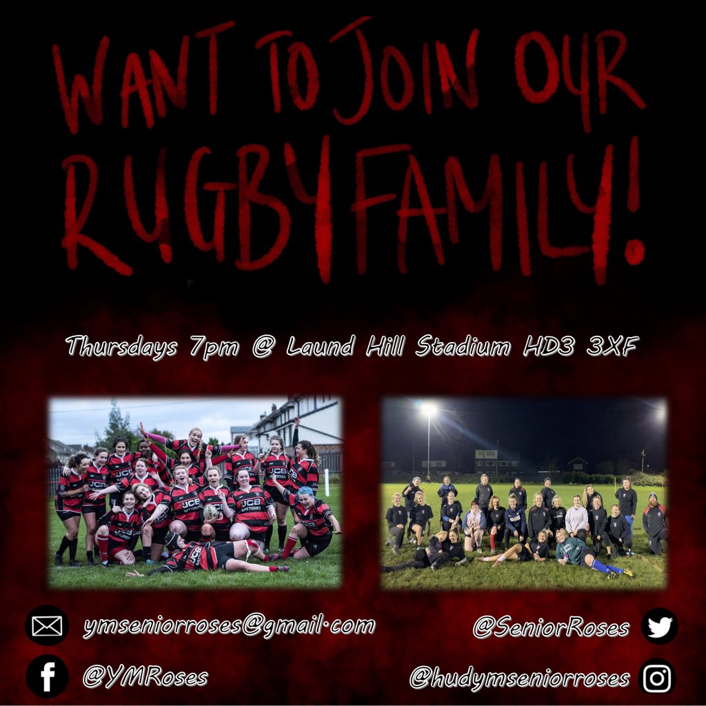⚫️🔴 RECRUITING NOW 🔴⚫️

Whether you’re new to rugby, an experienced player or looking for an excuse to get out of the house and get fit! 

Feel free to pop us a message or come along and give our training a try?

We train Thursdays 7pm @ Huddersfield YM 🏉