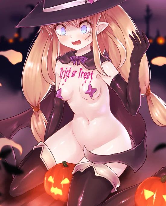 お化けにお菓子を要求されたけれど持ってなかったので魔法ですごい衣装にされたエルフのルイサちゃん 