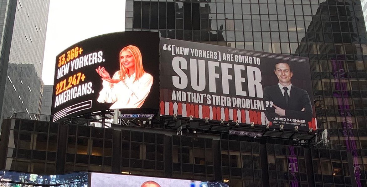 These @ProjectLincoln billboards are up in Times Square. #Jarvanka don’t want you to see them. They are threatening to sue. It’d be such a shame if people decide to retweet it...