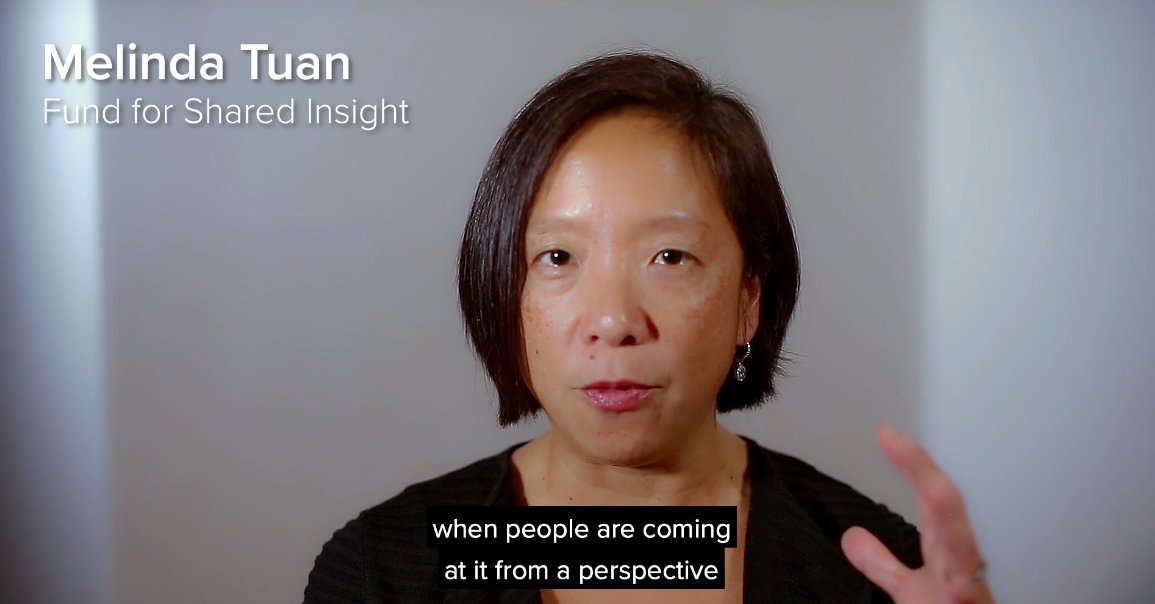 4SharedInsight's tweet photo. "It's really hard sometimes to have these conversations about why is it important to do this," says @MelindaTuan in a new video about #listening, #feedback, racial equity, power-sharing, and all the tough, but critical, topics for philanthropy. 
https://t.co/P7Uf91LBHI https://t.co/nBg0u7eljH
