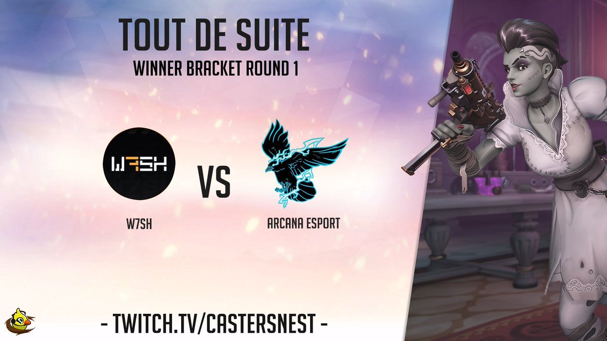 [<a href="/MonkeybubbleO/">Monkey Bubble</a> Banana 🍌 Brawl]

Dans quelques instants, <a href="/W7SH_OW/">W7SH</a> affrontera Arcana Esport en Round 1 du Winners Bracket !

Alors rejoignez <a href="/DamS_OW/">DamS</a> et @Joel_Stering au cast 🎙, ainsi que <a href="/La_Verte_/">Cédric</a> à la prod 🎥 !

📺 Twitch.tv/castersnest