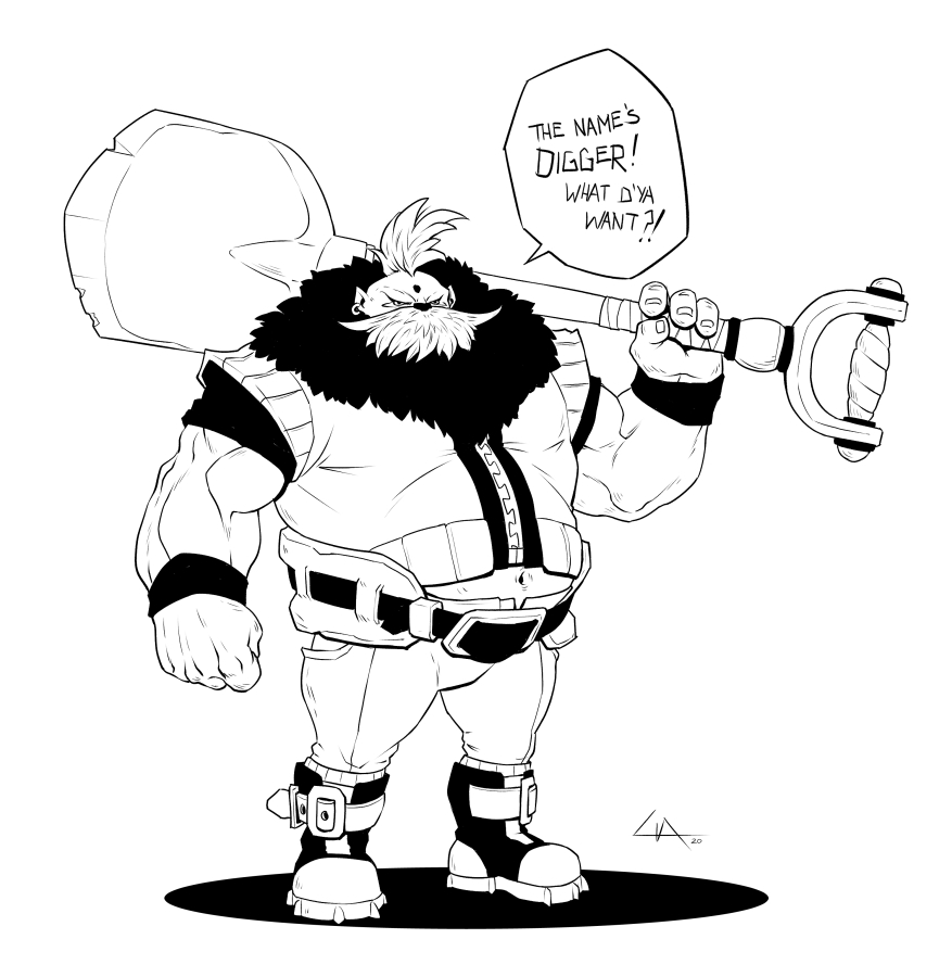 lia_draws's tweet photo. Day 24: dig #inktober #inktober2020  I was going to draw the diglett pokemon, but then I found some of my lost energy and this dude was born! https://t.co/OElXZHAjxc
