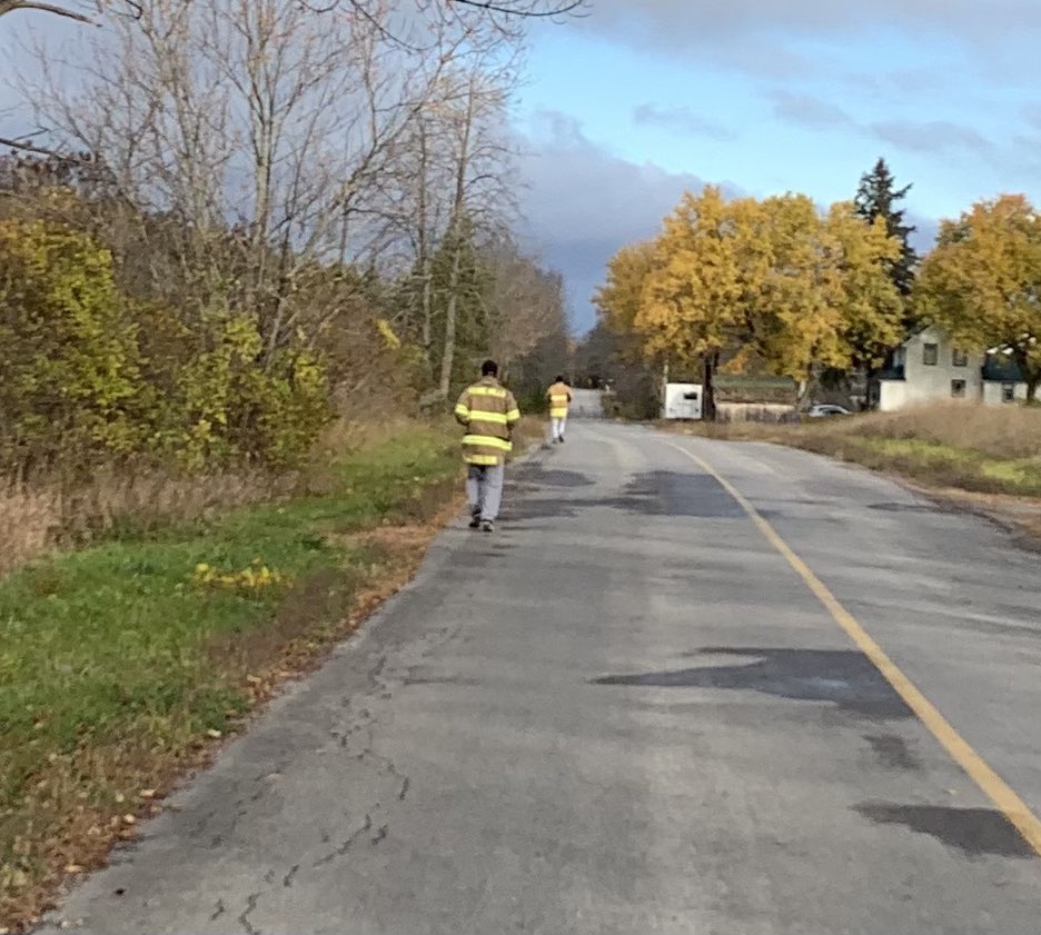 smfirefit's tweet photo. Some of our team members completed the @9RunRun Tri-Service 5k run.  Complete with bunker gear! #Kingston4Paws #FirstResponderMentalHealth #redarmy https://t.co/n49xyW06aH