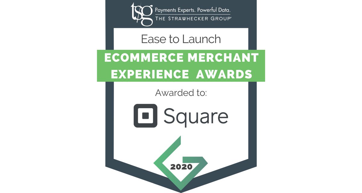 tsgpayments's tweet photo. Congratulations to @Square for winning 'Ease to Launch' for the second year in a row in TSG's 2020 eCommerce Merchant Experience Awards! https://t.co/ss3DA5zPrP #payments #ecommerce #merchantexperience #awards https://t.co/o9z0Btu8a3