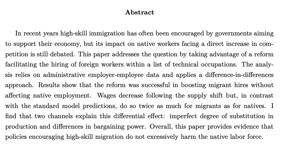 Sara SignorelliJMP: "Do Skilled Migrants Compete with Native Workers? Analysis of a Selective Immigration Policy"Website:  https://sites.google.com/view/sarasignorelli/home