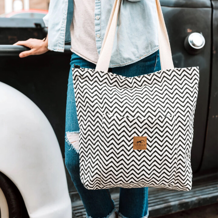 LemurStyle's tweet photo. Just a simple zig zag design for those casual days out the door! 🚪
.
.
.
#lemurbags #totebags #savethelemurs #endangeredspecies #canvasbags #ecological #sustainablefashion #bagcollection #ecoconscious #canvastotes #totecollection #lovetotes https://t.co/CuseNnopYi