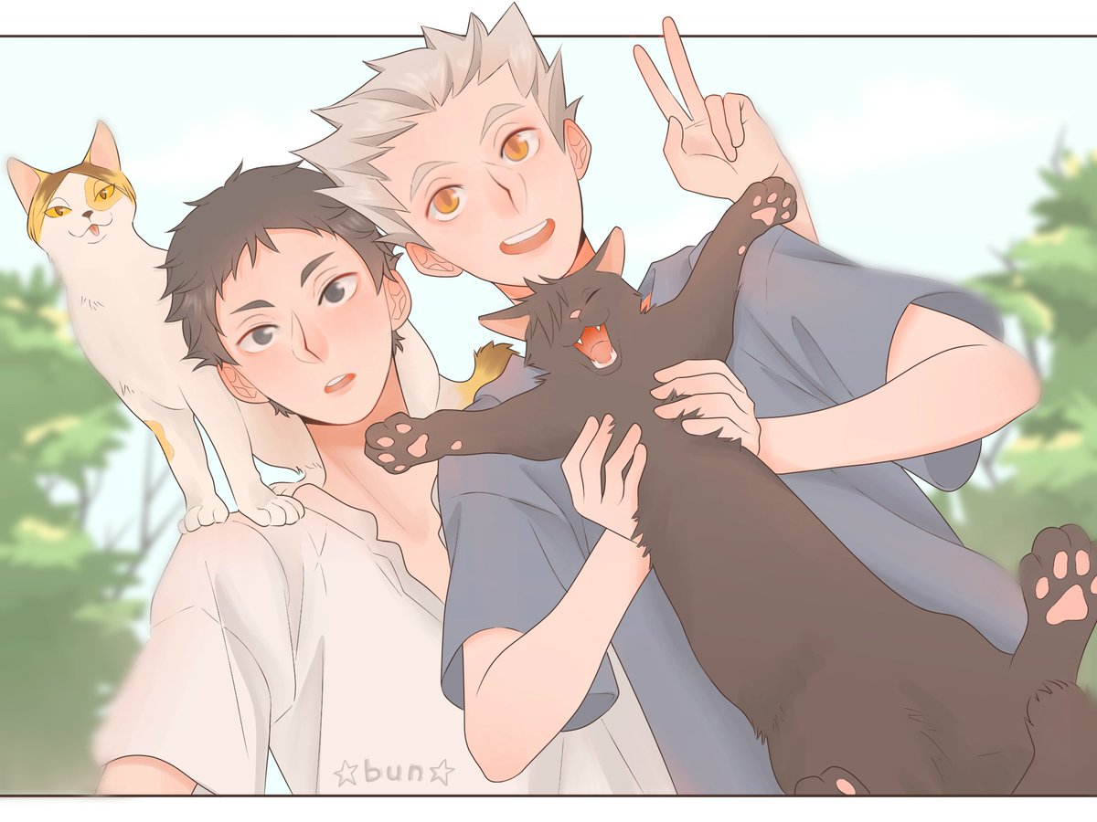 「☆bkak and their cattos☆
[#BokuAka #bokua」|☆ bun ☆ ~ commissions openのイラスト